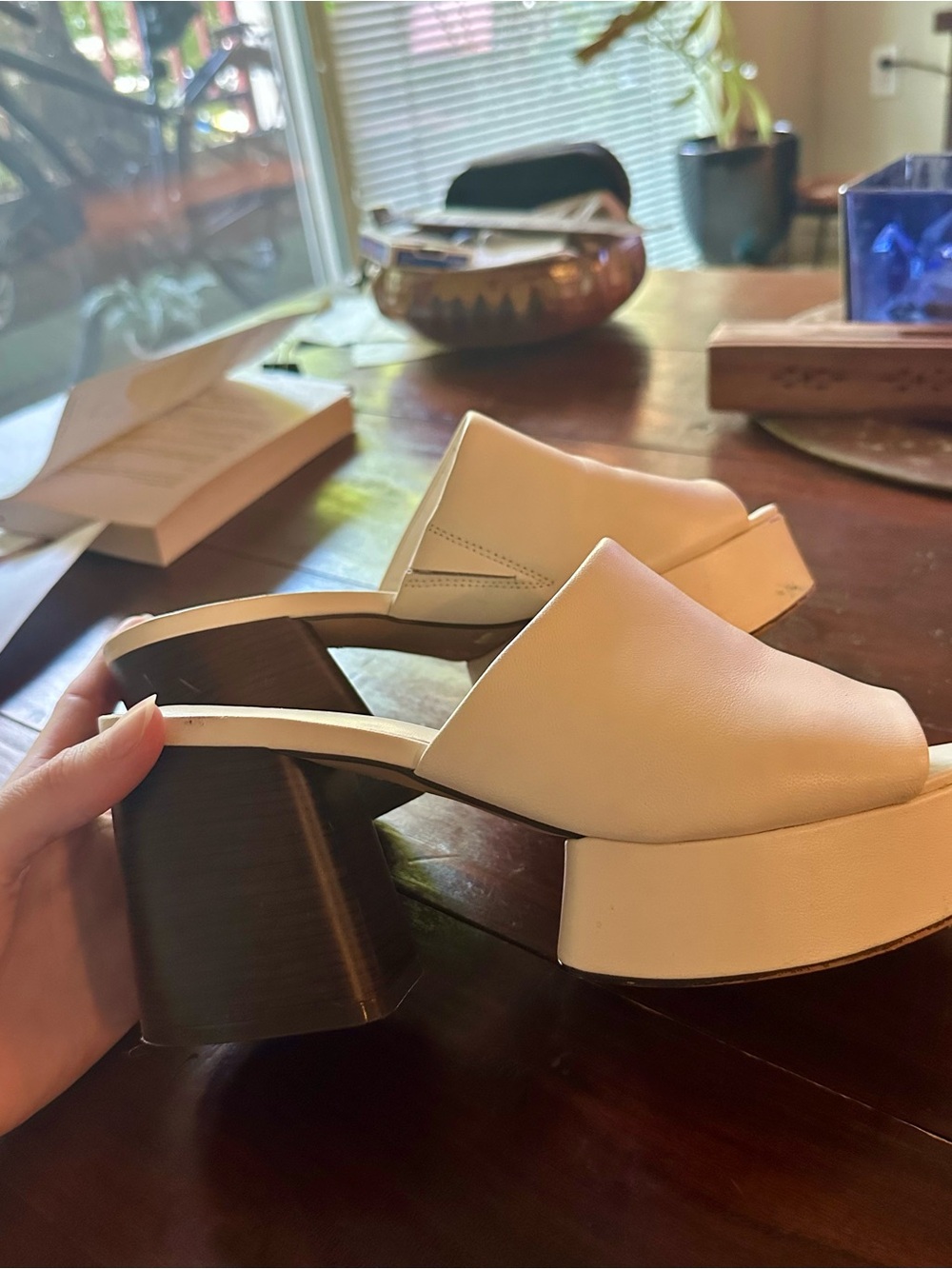 Vince Camuto Cream Platform Mule Sandals